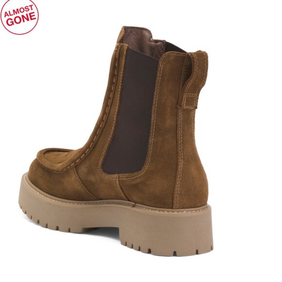 NEROGIARDINI Chestnut Made In Italy Suede Chelsea Booties - Picture 2 of 2